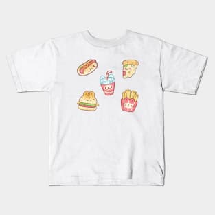 Cute Fast Food Sticker Pack Kids T-Shirt